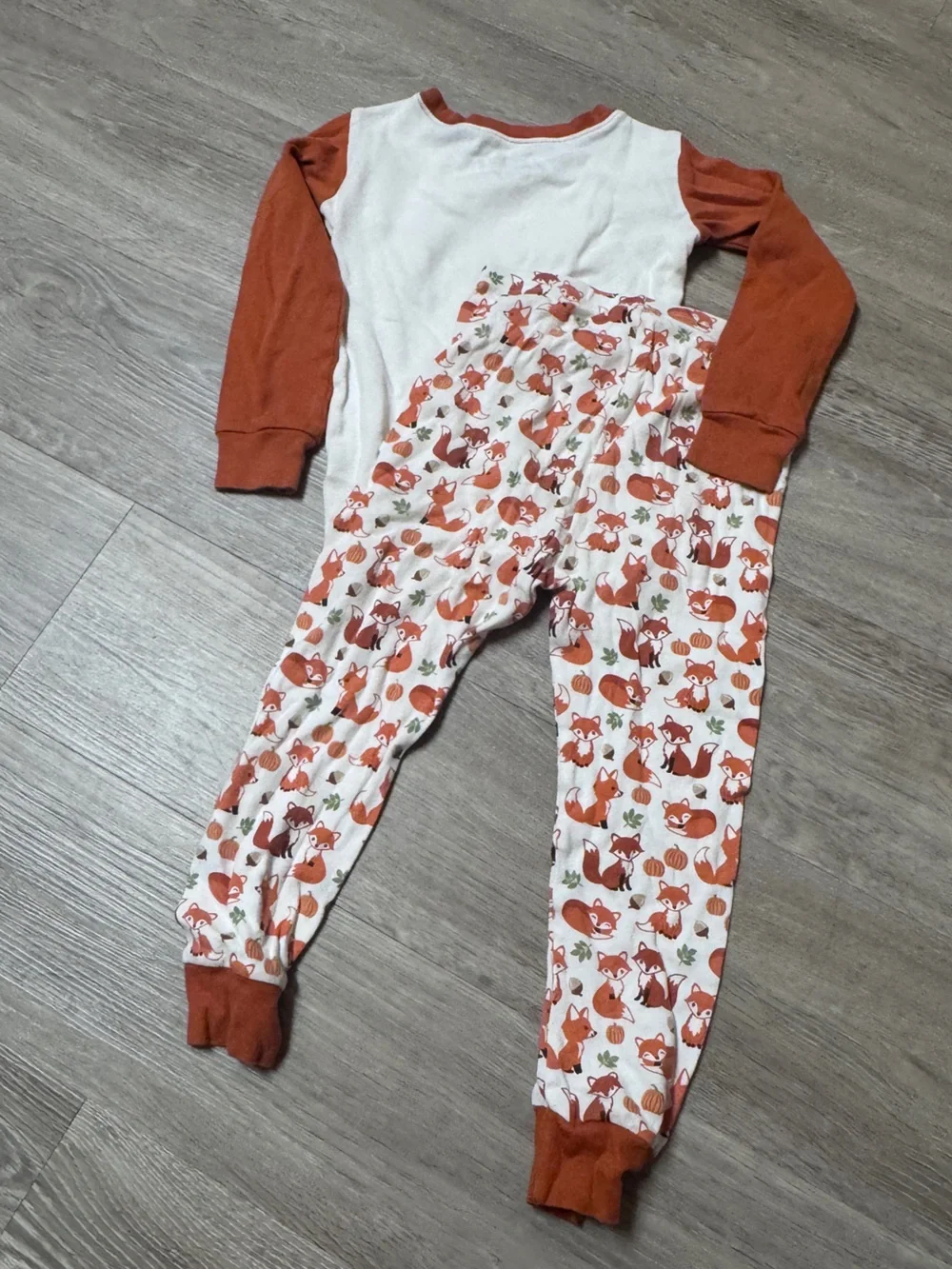 Gymboree Rust and Cream Fox Thermal Pajama Set